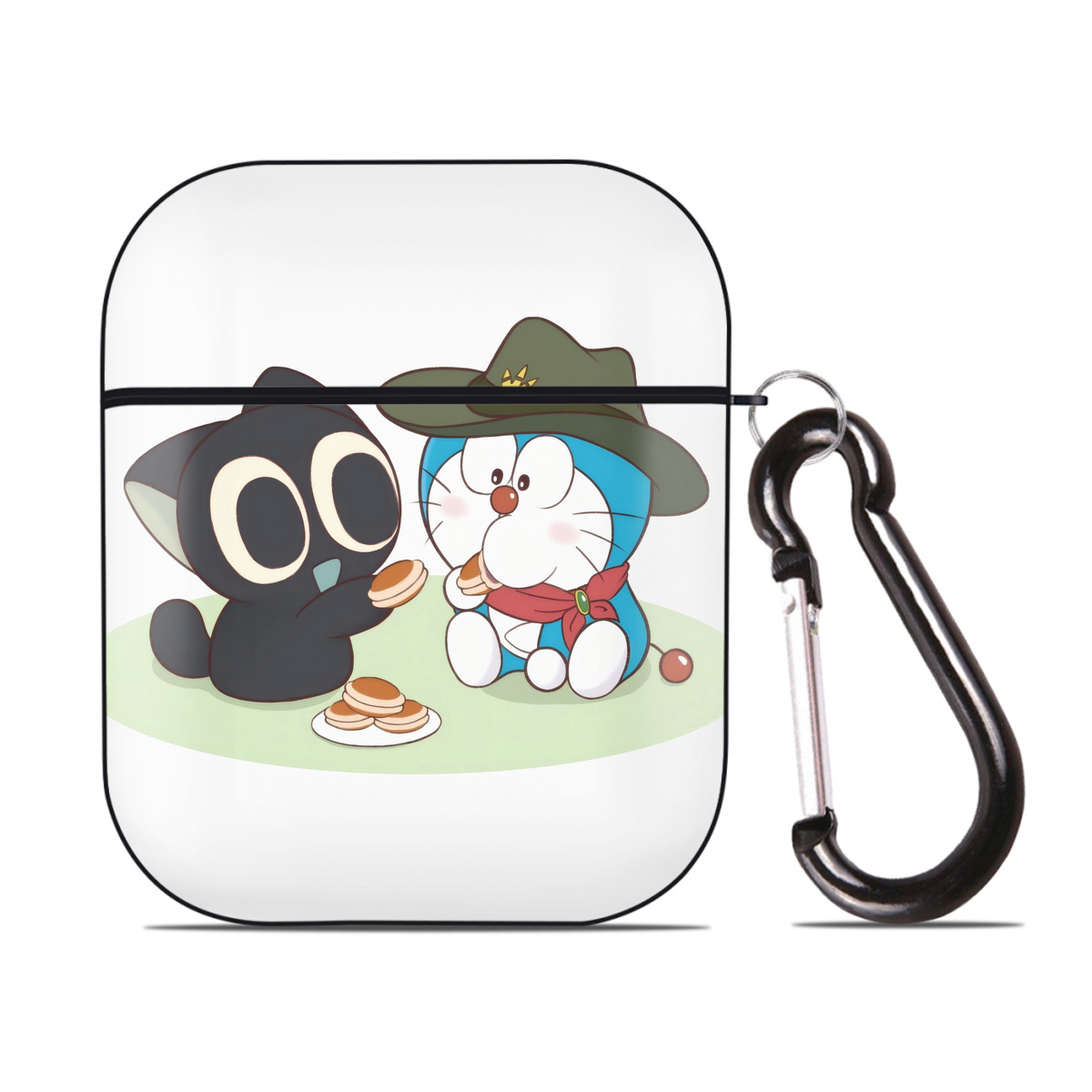 （画像用） ドラえもん Doraemon AirPods 第2世代保護ケース ハードシェル ブラック 耐衝撃・防指紋・カラビナ付き