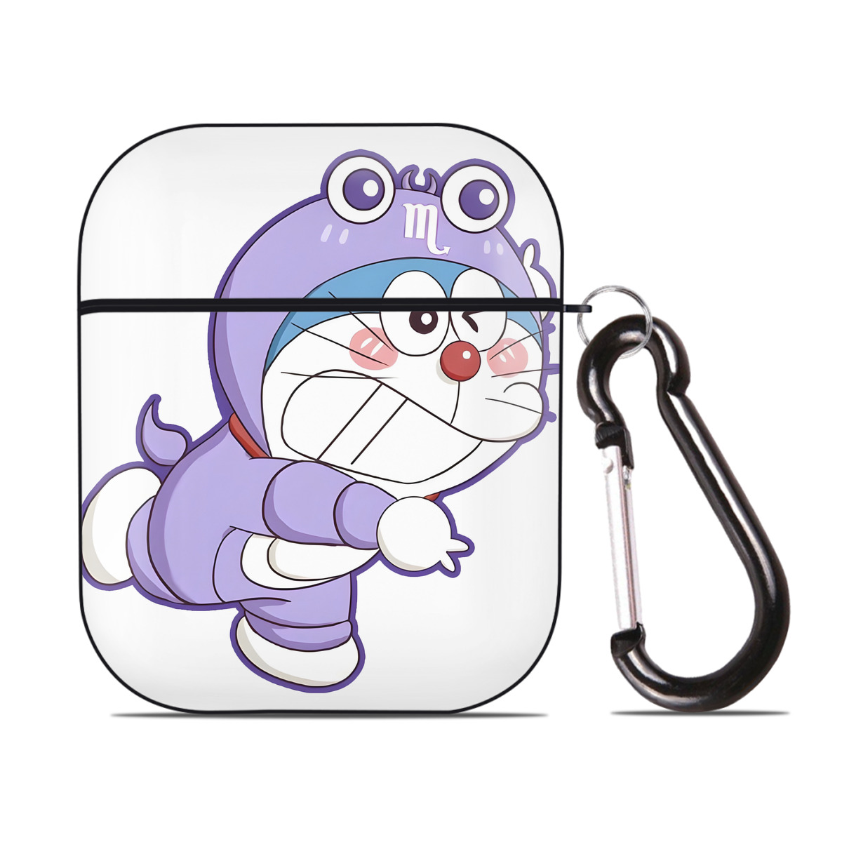 （画像用） ドラえもん Doraemon AirPods 第2世代保護ケース ハードシェル ブラック 耐衝撃・防指紋・カラビナ付き