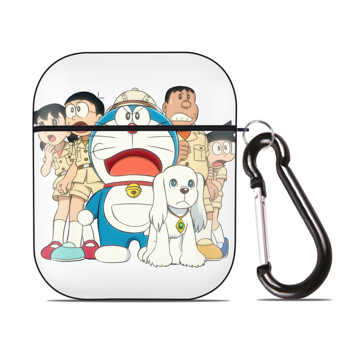 （画像用） ドラえもん Doraemon AirPods 第2世代保護ケース ハードシェル ブラック 耐衝撃・防指紋・カラビナ付き