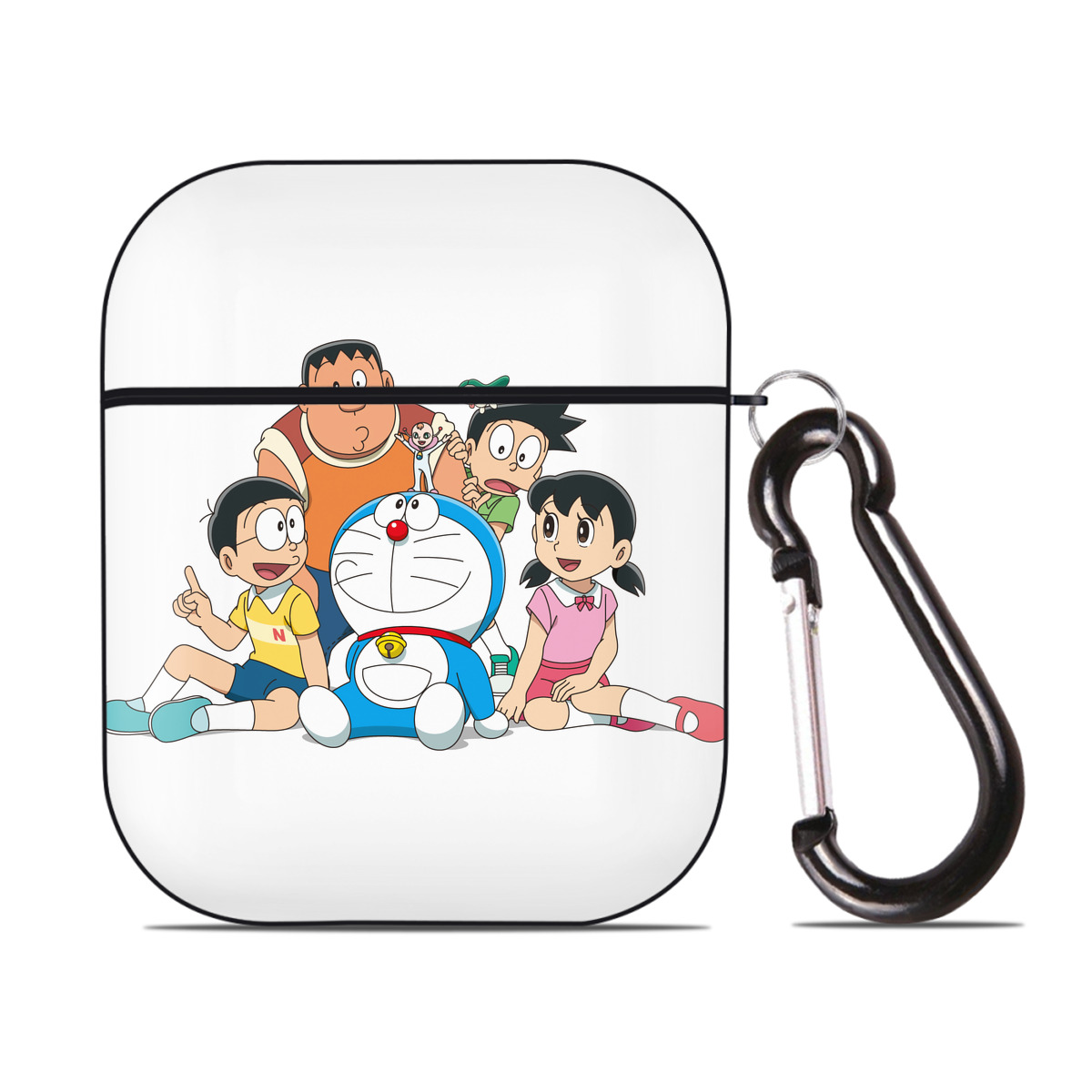 （画像用） ドラえもん Doraemon AirPods 第2世代保護ケース ハードシェル ブラック 耐衝撃・防指紋・カラビナ付き