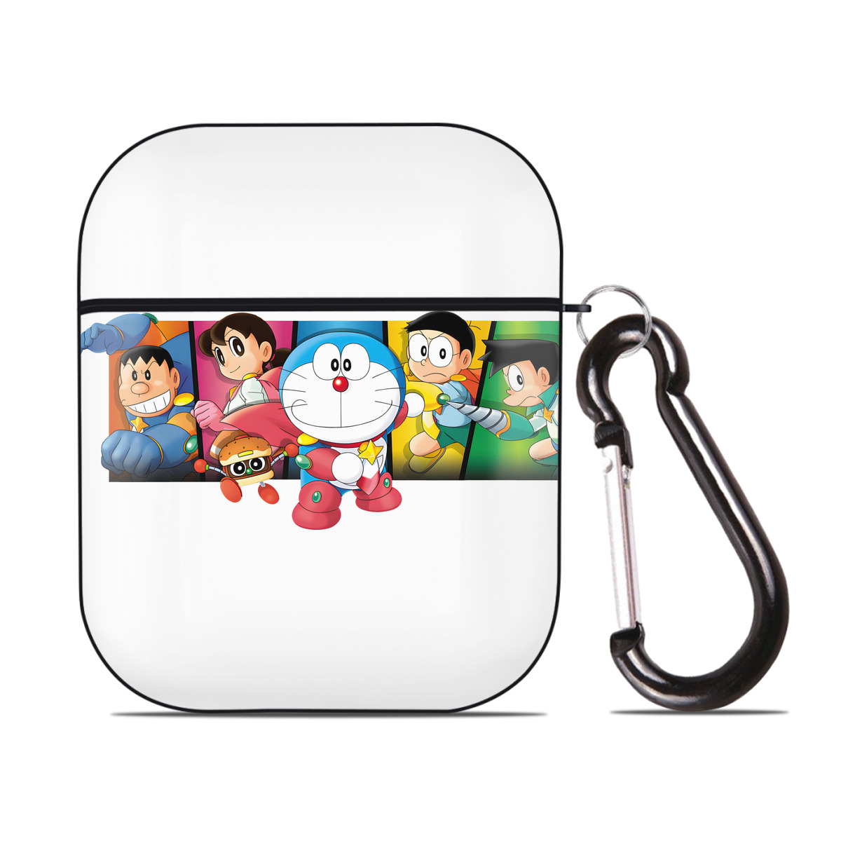 （画像用） ドラえもん Doraemon AirPods 第2世代保護ケース ハードシェル ブラック 耐衝撃・防指紋・カラビナ付き