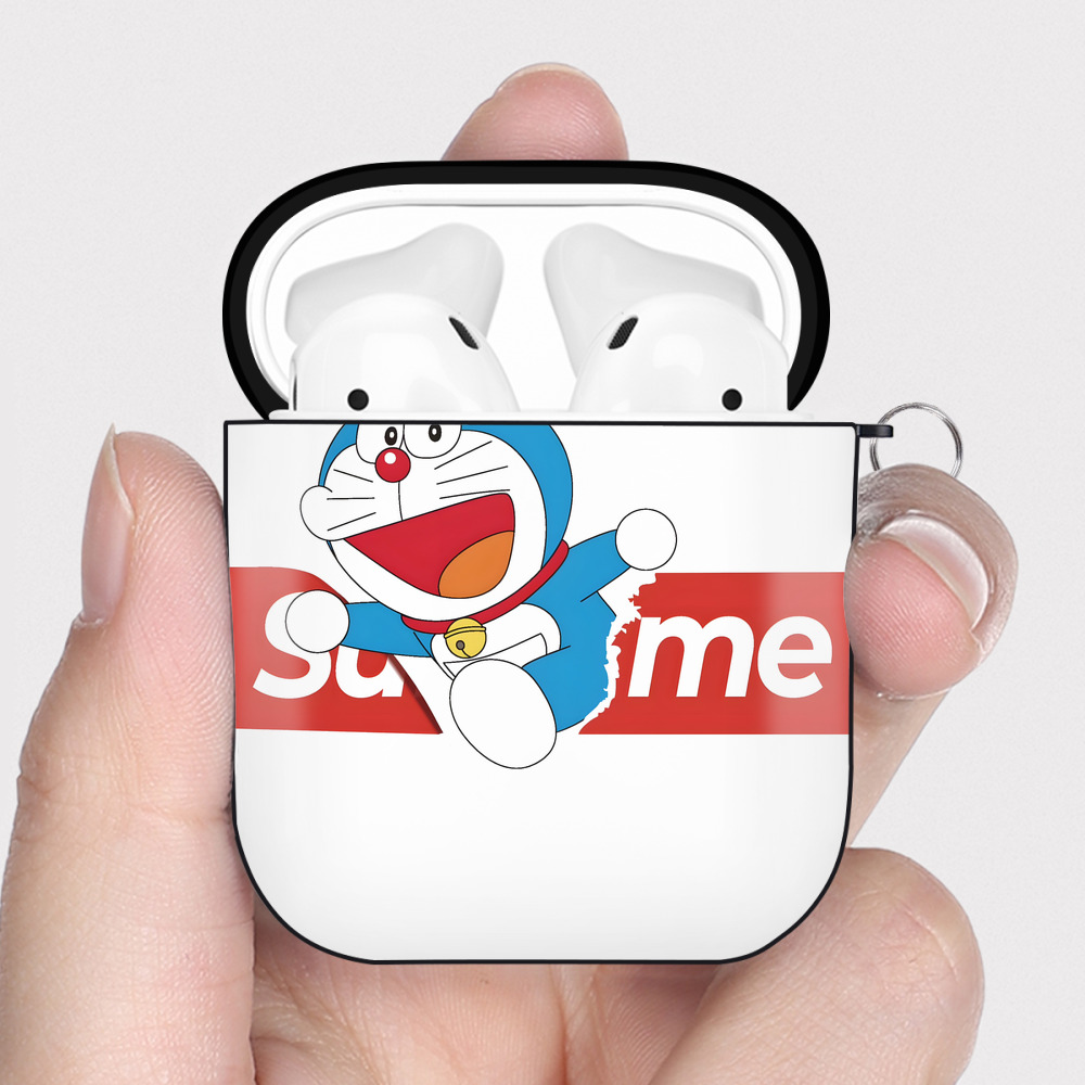 （画像用） ドラえもん Doraemon AirPods 第2世代保護ケース ハードシェル ブラック 耐衝撃・防指紋・カラビナ付き