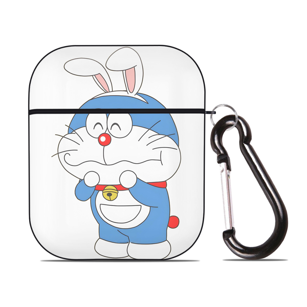 （画像用） ドラえもん Doraemon AirPods 第2世代保護ケース ハードシェル ブラック 耐衝撃・防指紋・カラビナ付き