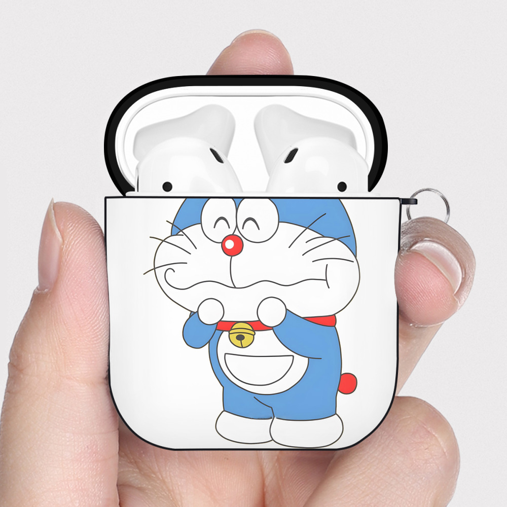 （画像用） ドラえもん Doraemon AirPods 第2世代保護ケース ハードシェル ブラック 耐衝撃・防指紋・カラビナ付き