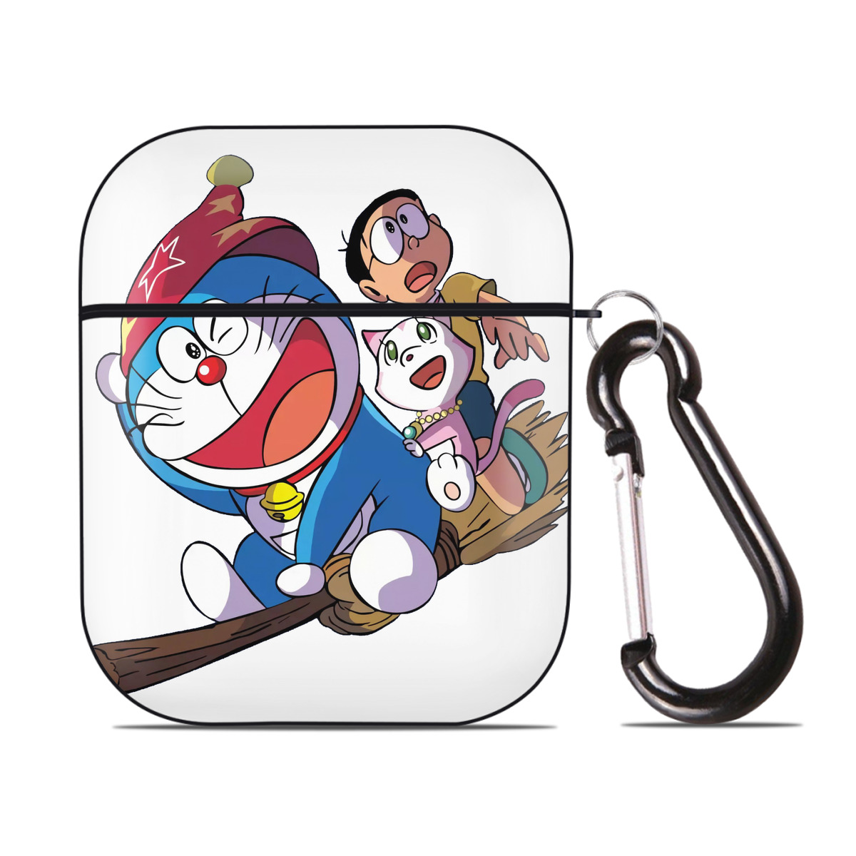 （画像用） ドラえもん Doraemon AirPods 第2世代保護ケース ハードシェル ブラック 耐衝撃・防指紋・カラビナ付き