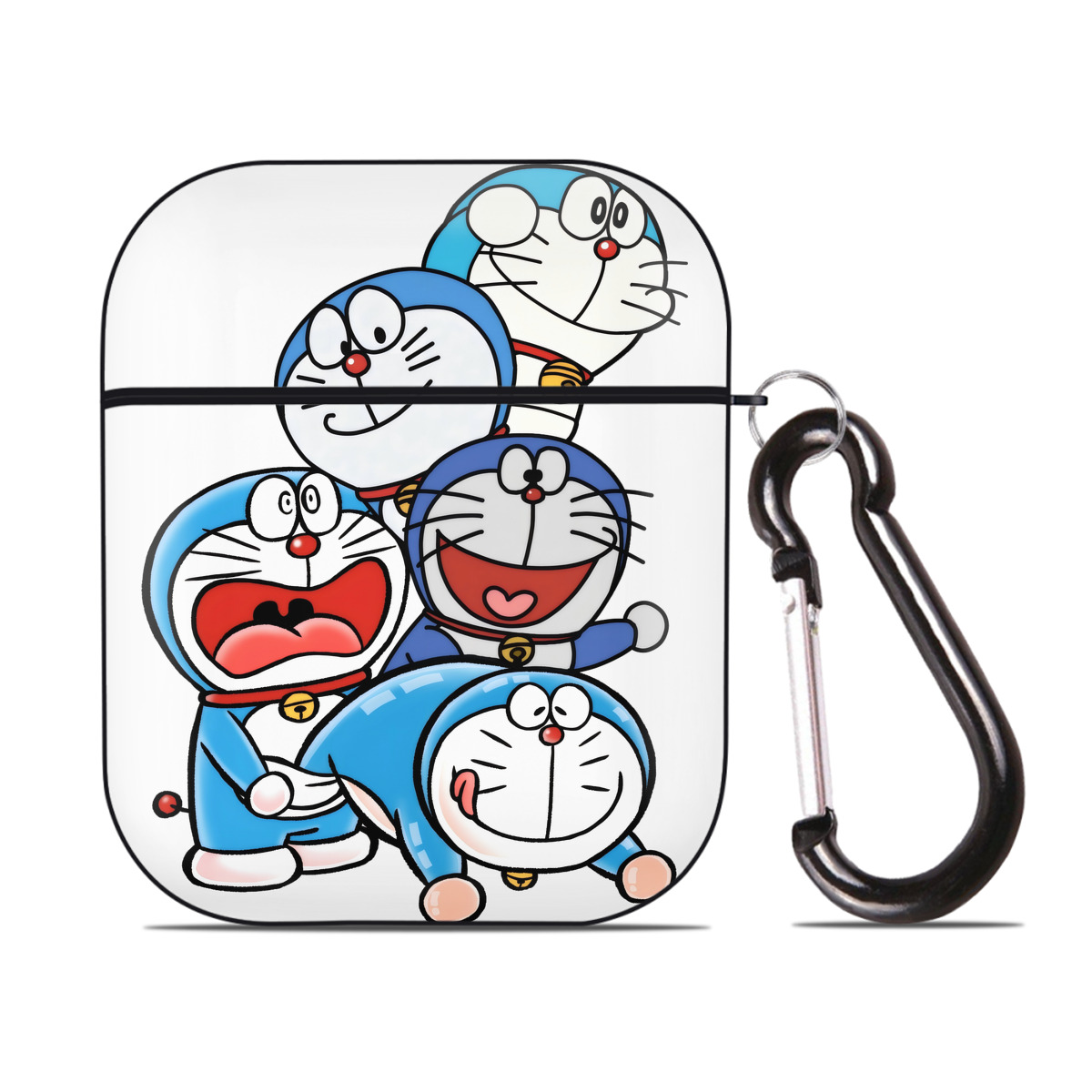 （画像用） ドラえもん Doraemon AirPods 第2世代保護ケース ハードシェル ブラック 耐衝撃・防指紋・カラビナ付き