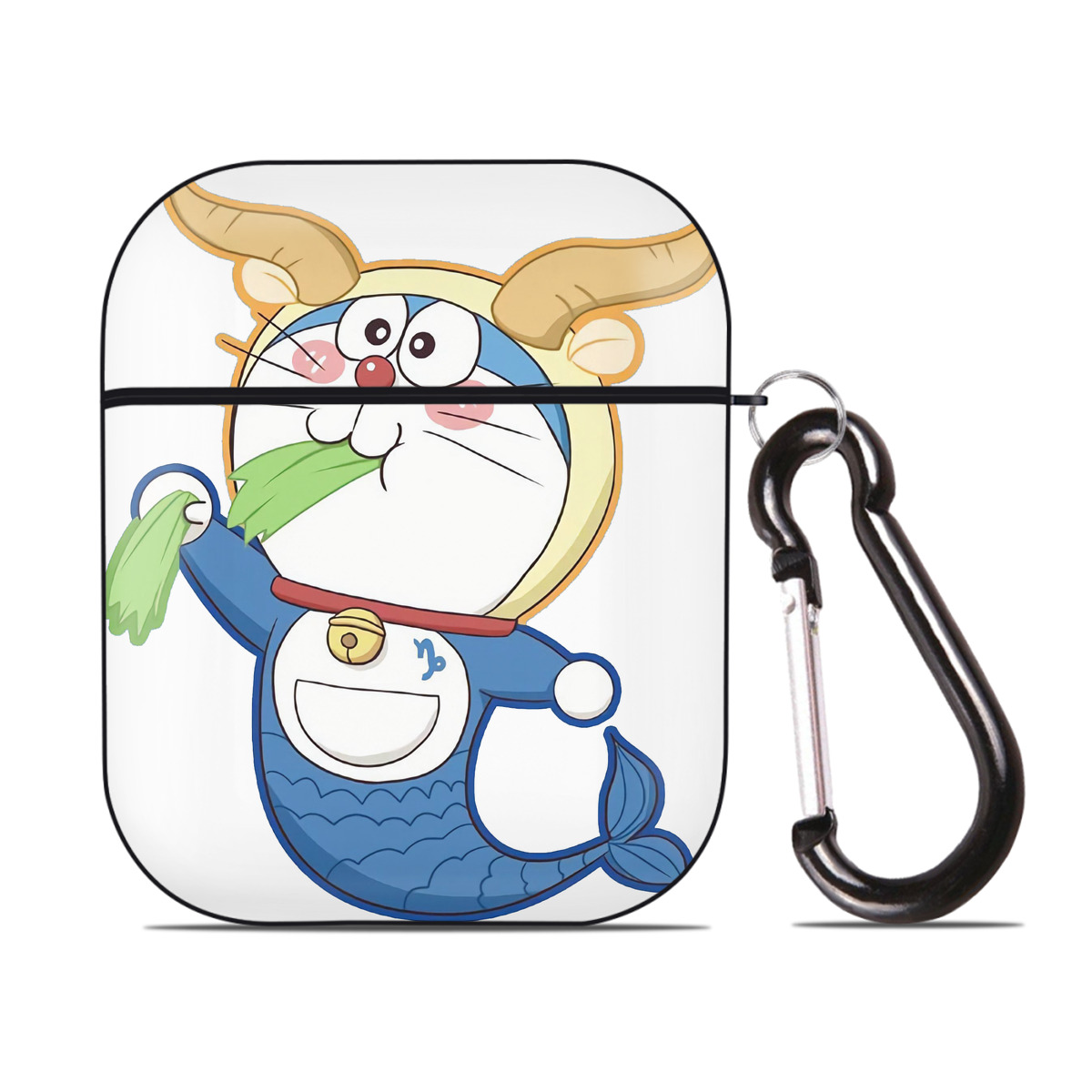 （画像用） ドラえもん Doraemon AirPods 第2世代保護ケース ハードシェル ブラック 耐衝撃・防指紋・カラビナ付き