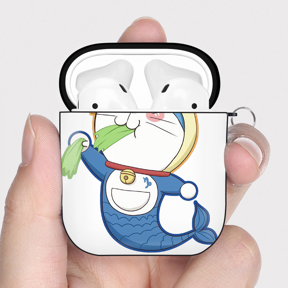 （画像用） ドラえもん Doraemon AirPods 第2世代保護ケース ハードシェル ブラック 耐衝撃・防指紋・カラビナ付き