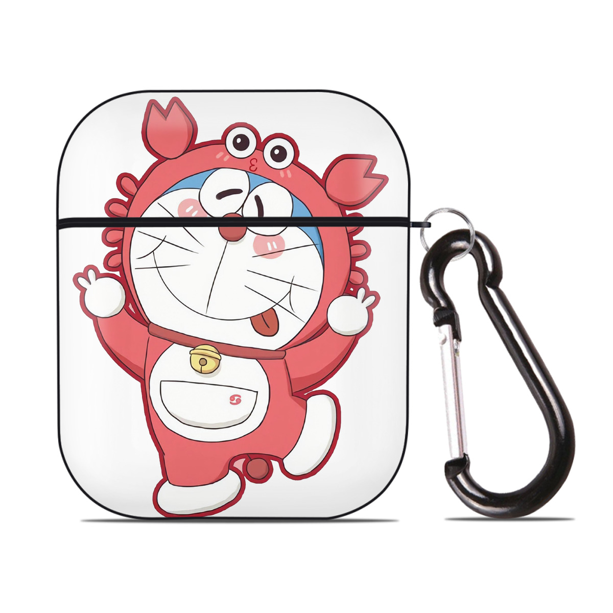 （画像用） ドラえもん Doraemon AirPods 第2世代保護ケース ハードシェル ブラック 耐衝撃・防指紋・カラビナ付き