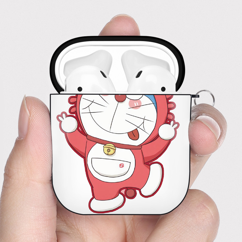 （画像用） ドラえもん Doraemon AirPods 第2世代保護ケース ハードシェル ブラック 耐衝撃・防指紋・カラビナ付き
