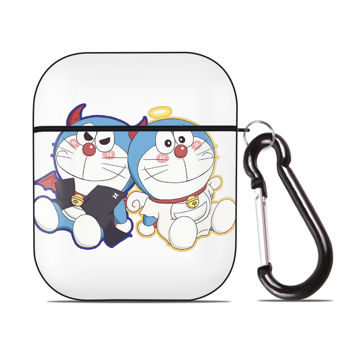 （画像用） ドラえもん Doraemon AirPods 第2世代保護ケース ハードシェル ブラック 耐衝撃・防指紋・カラビナ付き