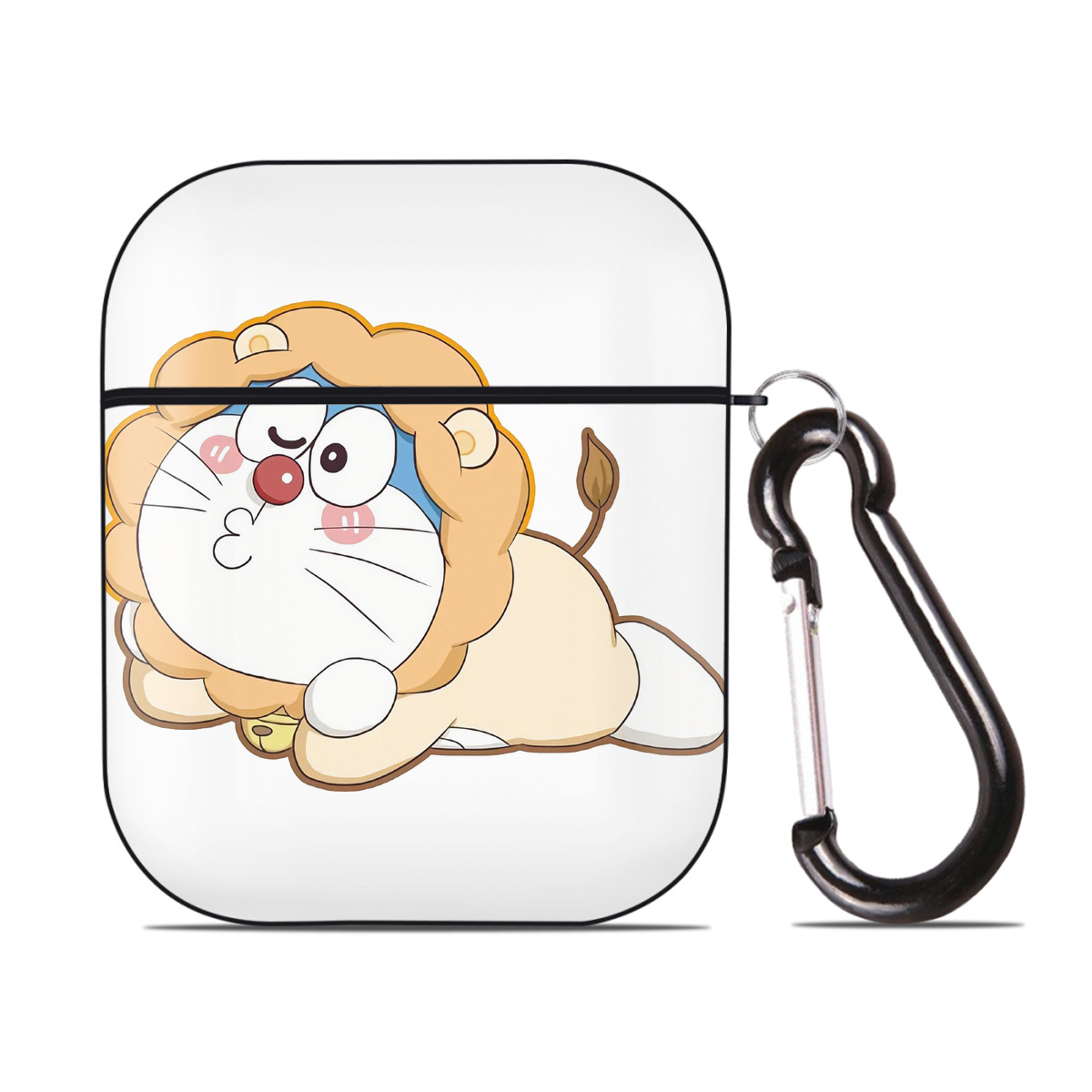 （画像用） ドラえもん Doraemon AirPods 第2世代保護ケース ハードシェル ブラック 耐衝撃・防指紋・カラビナ付き