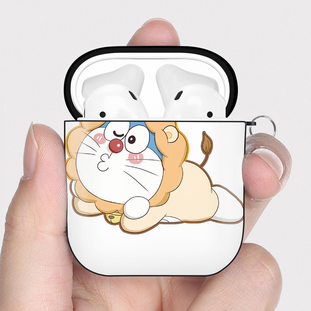（画像用） ドラえもん Doraemon AirPods 第2世代保護ケース ハードシェル ブラック 耐衝撃・防指紋・カラビナ付き