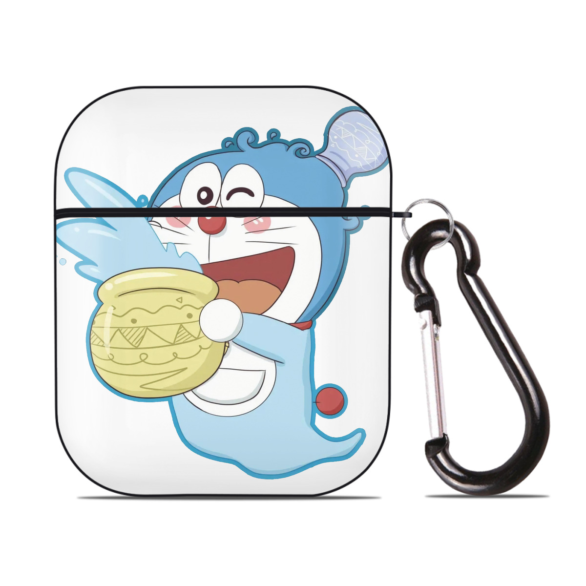 （画像用） ドラえもん Doraemon AirPods 第2世代保護ケース ハードシェル ブラック 耐衝撃・防指紋・カラビナ付き