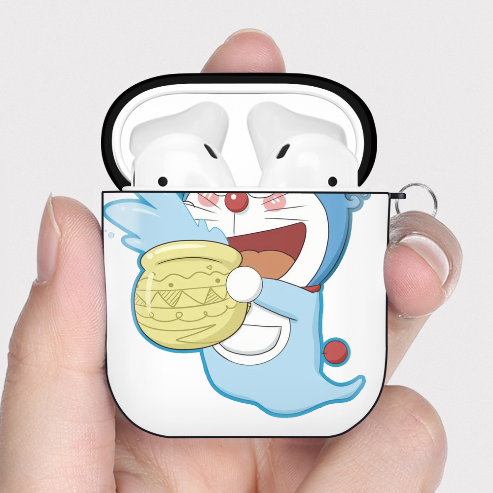 （画像用） ドラえもん Doraemon AirPods 第2世代保護ケース ハードシェル ブラック 耐衝撃・防指紋・カラビナ付き