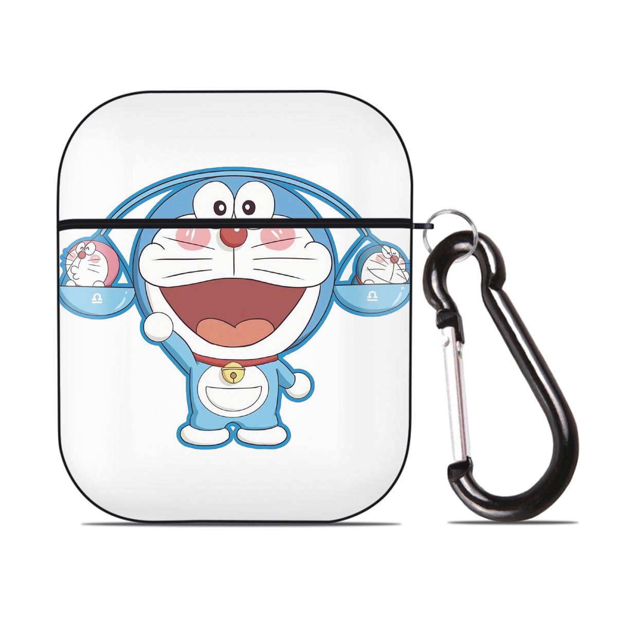 （画像用） ドラえもん Doraemon AirPods 第2世代保護ケース ハードシェル ブラック 耐衝撃・防指紋・カラビナ付き