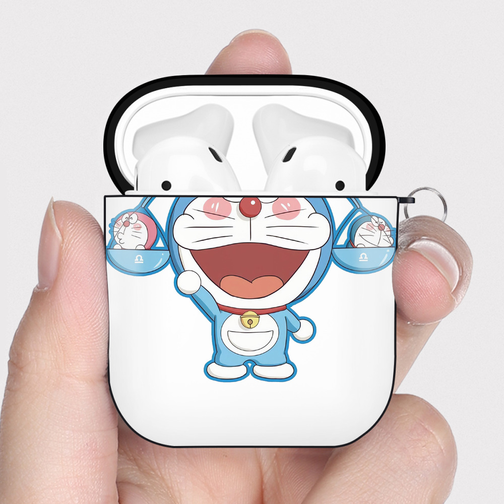 （画像用） ドラえもん Doraemon AirPods 第2世代保護ケース ハードシェル ブラック 耐衝撃・防指紋・カラビナ付き