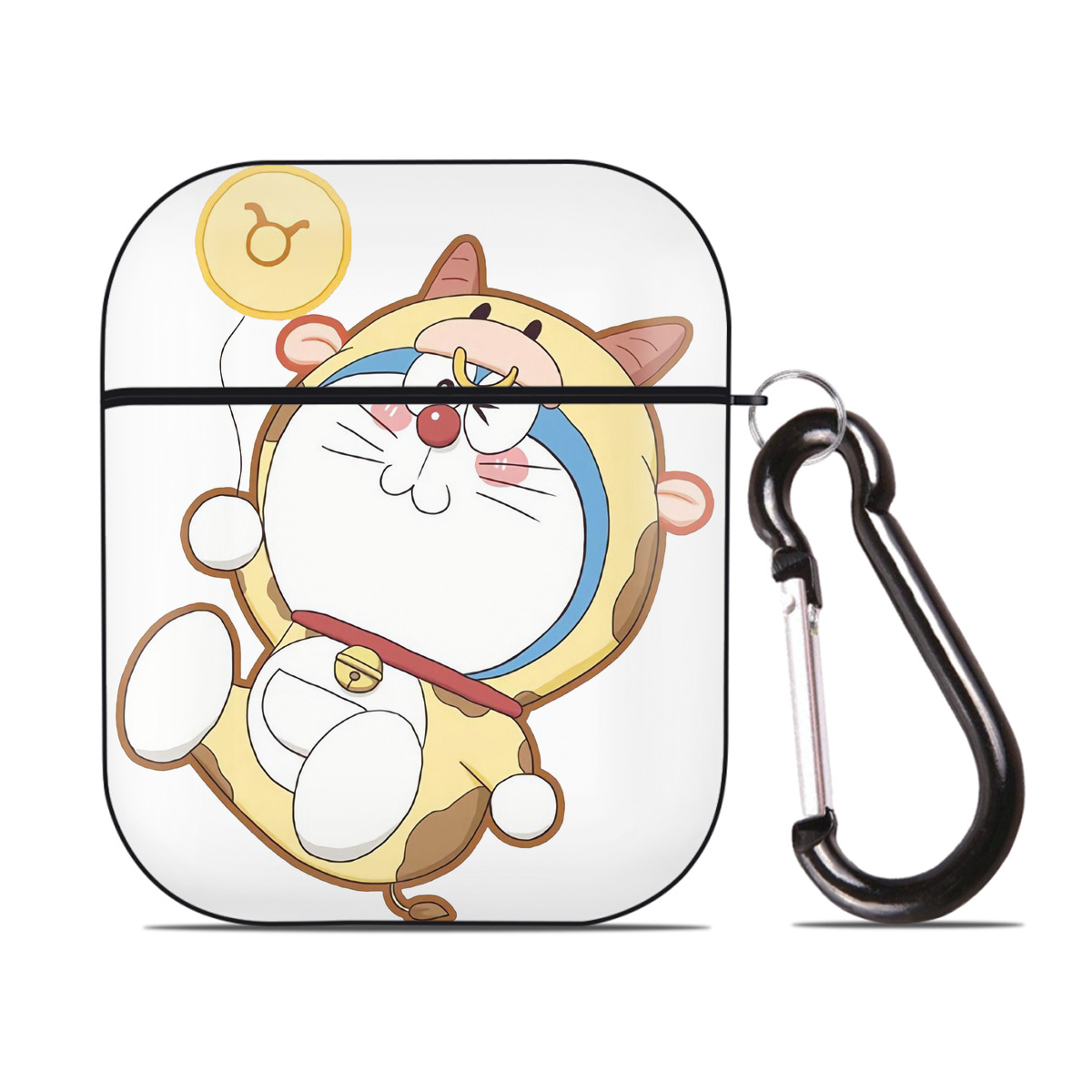 （画像用） ドラえもん Doraemon AirPods 第2世代保護ケース ハードシェル ブラック 耐衝撃・防指紋・カラビナ付き