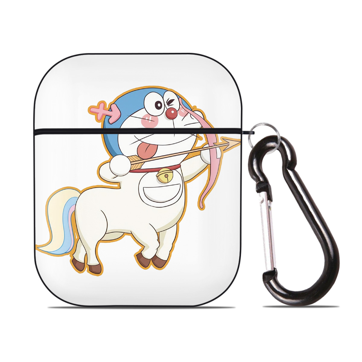 （画像用） ドラえもん Doraemon AirPods 第2世代保護ケース ハードシェル ブラック 耐衝撃・防指紋・カラビナ付き