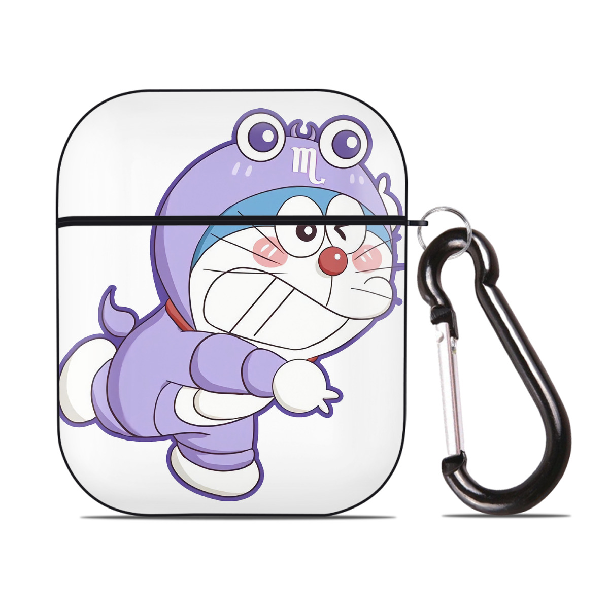 （画像用） ドラえもん Doraemon AirPods 第2世代保護ケース ハードシェル ブラック 耐衝撃・防指紋・カラビナ付き