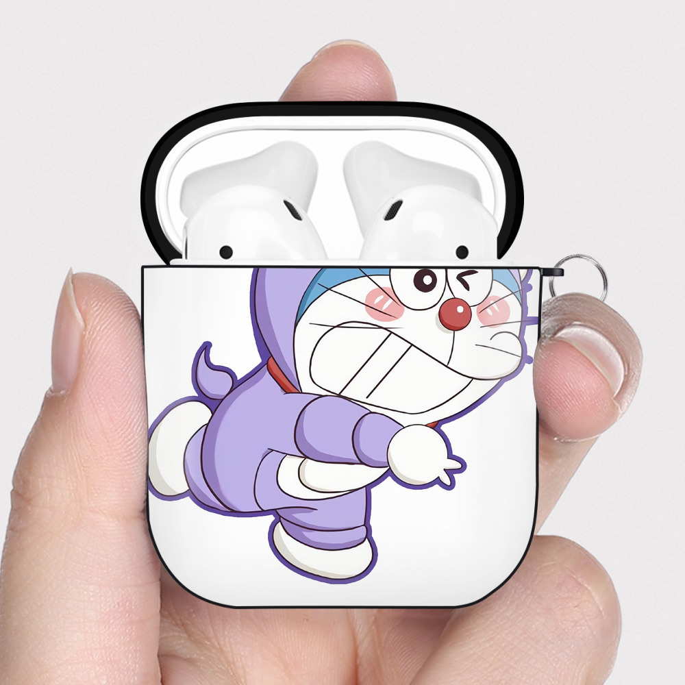 （画像用） ドラえもん Doraemon AirPods 第2世代保護ケース ハードシェル ブラック 耐衝撃・防指紋・カラビナ付き