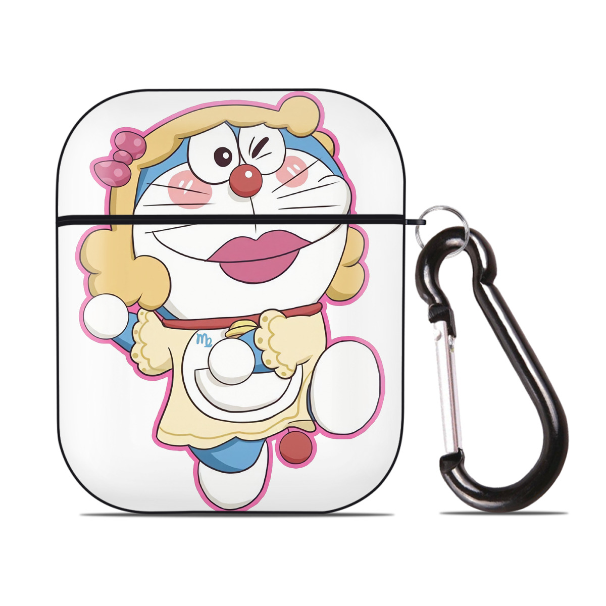 （画像用） ドラえもん Doraemon AirPods 第2世代保護ケース ハードシェル ブラック 耐衝撃・防指紋・カラビナ付き