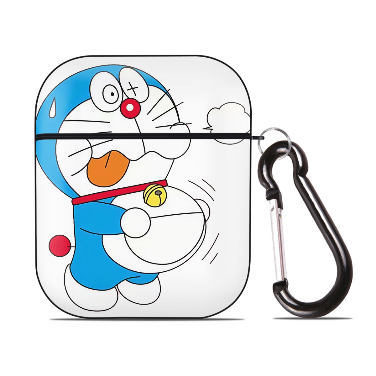 （画像用） ドラえもん Doraemon AirPods 第2世代保護ケース ハードシェル ブラック 耐衝撃・防指紋・カラビナ付き
