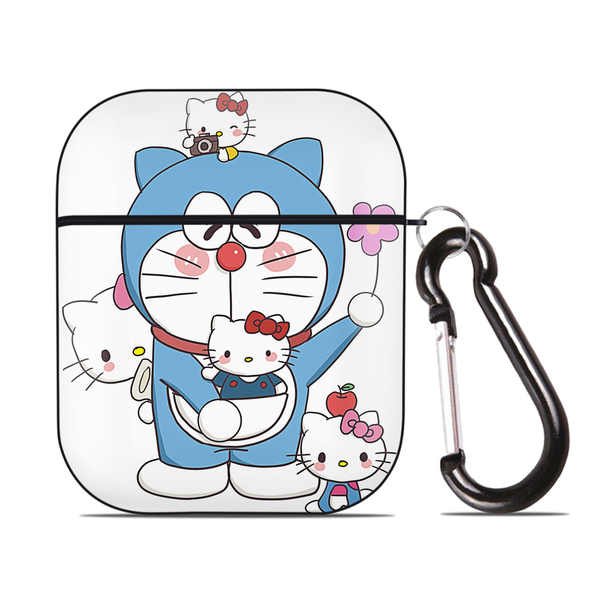 （画像用） ドラえもん Doraemon AirPods 第2世代保護ケース ハードシェル ブラック 耐衝撃・防指紋・カラビナ付き