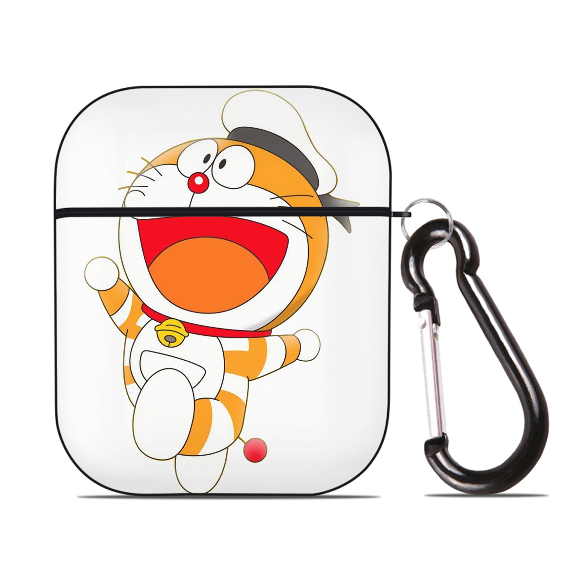 （画像用） ドラえもん Doraemon AirPods 第2世代保護ケース ハードシェル ブラック 耐衝撃・防指紋・カラビナ付き