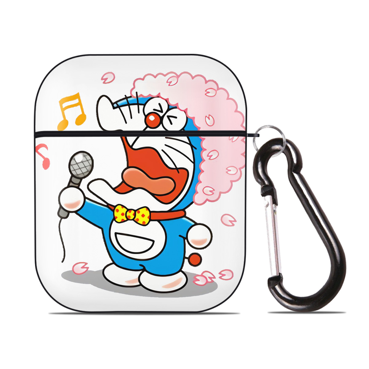 （画像用） ドラえもん Doraemon AirPods 第2世代保護ケース ハードシェル ブラック 耐衝撃・防指紋・カラビナ付き