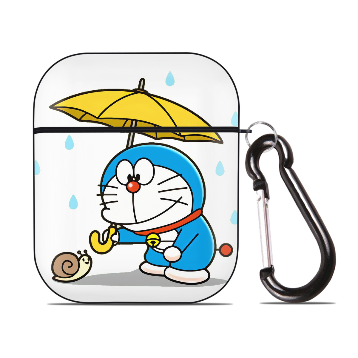 （画像用） ドラえもん Doraemon AirPods 第2世代保護ケース ハードシェル ブラック 耐衝撃・防指紋・カラビナ付き