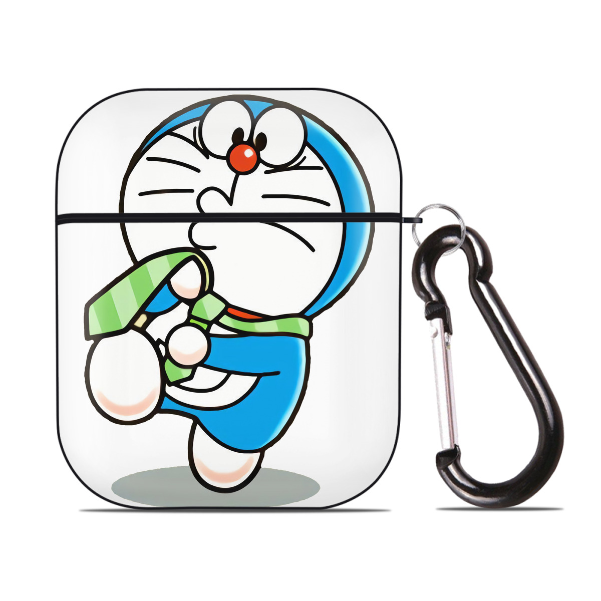 （画像用） ドラえもん Doraemon AirPods 第2世代保護ケース ハードシェル ブラック 耐衝撃・防指紋・カラビナ付き