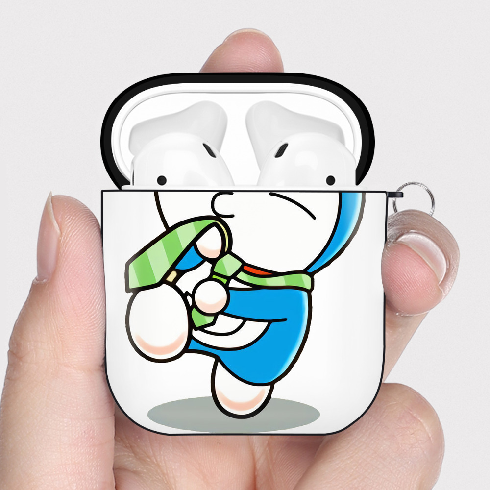 （画像用） ドラえもん Doraemon AirPods 第2世代保護ケース ハードシェル ブラック 耐衝撃・防指紋・カラビナ付き