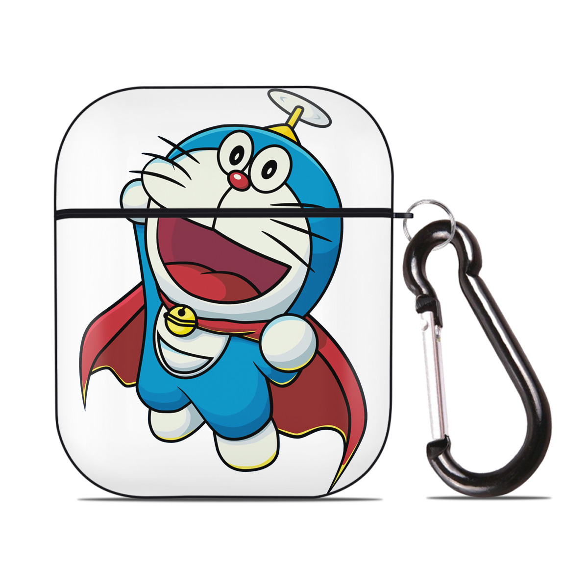 （画像用） ドラえもん Doraemon AirPods 第2世代保護ケース ハードシェル ブラック 耐衝撃・防指紋・カラビナ付き