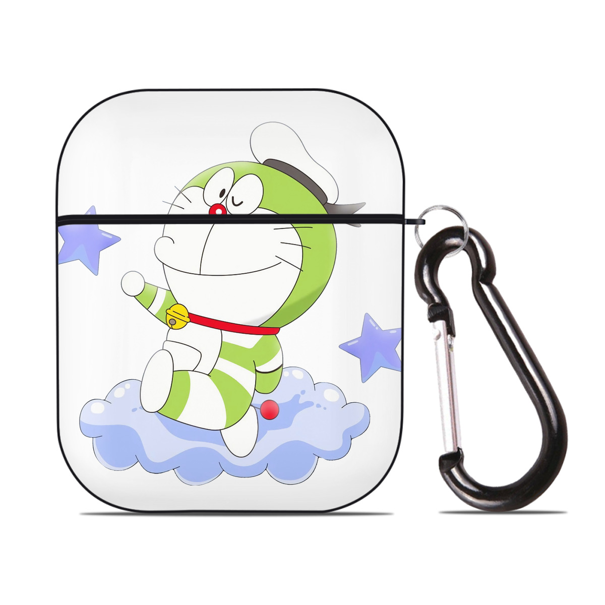 （画像用） ドラえもん Doraemon AirPods 第2世代保護ケース ハードシェル ブラック 耐衝撃・防指紋・カラビナ付き