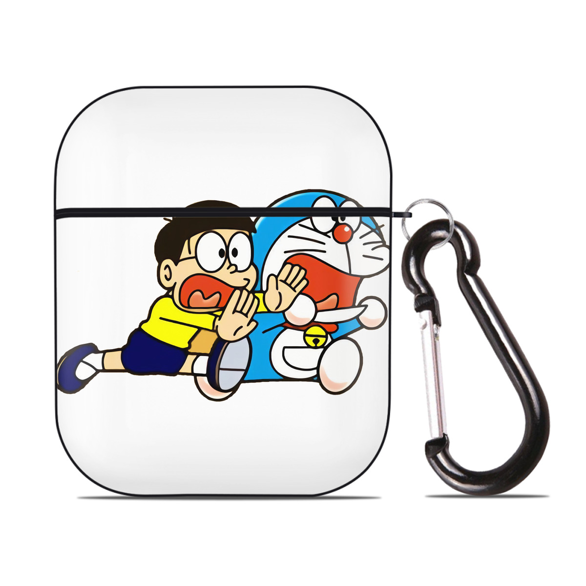（画像用） ドラえもん Doraemon AirPods 第2世代保護ケース ハードシェル ブラック 耐衝撃・防指紋・カラビナ付き