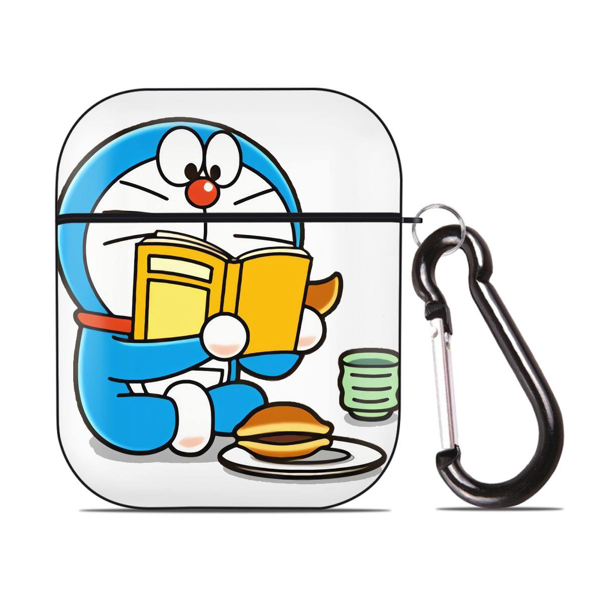 （画像用） ドラえもん Doraemon AirPods 第2世代保護ケース ハードシェル ブラック 耐衝撃・防指紋・カラビナ付き