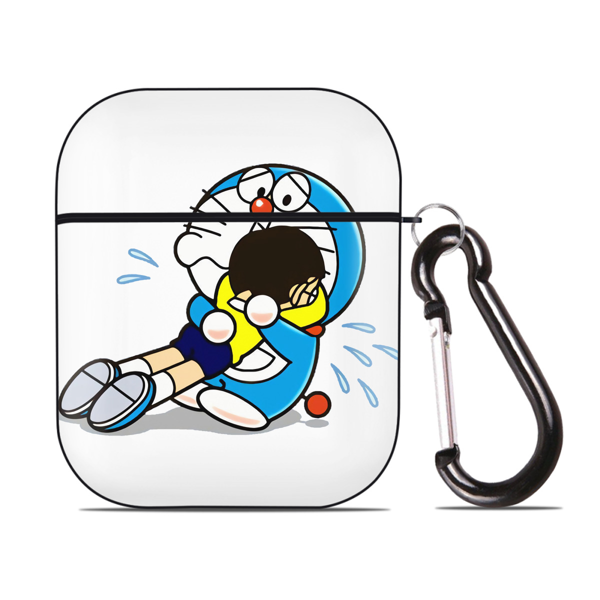 （画像用） ドラえもん Doraemon AirPods 第2世代保護ケース ハードシェル ブラック 耐衝撃・防指紋・カラビナ付き