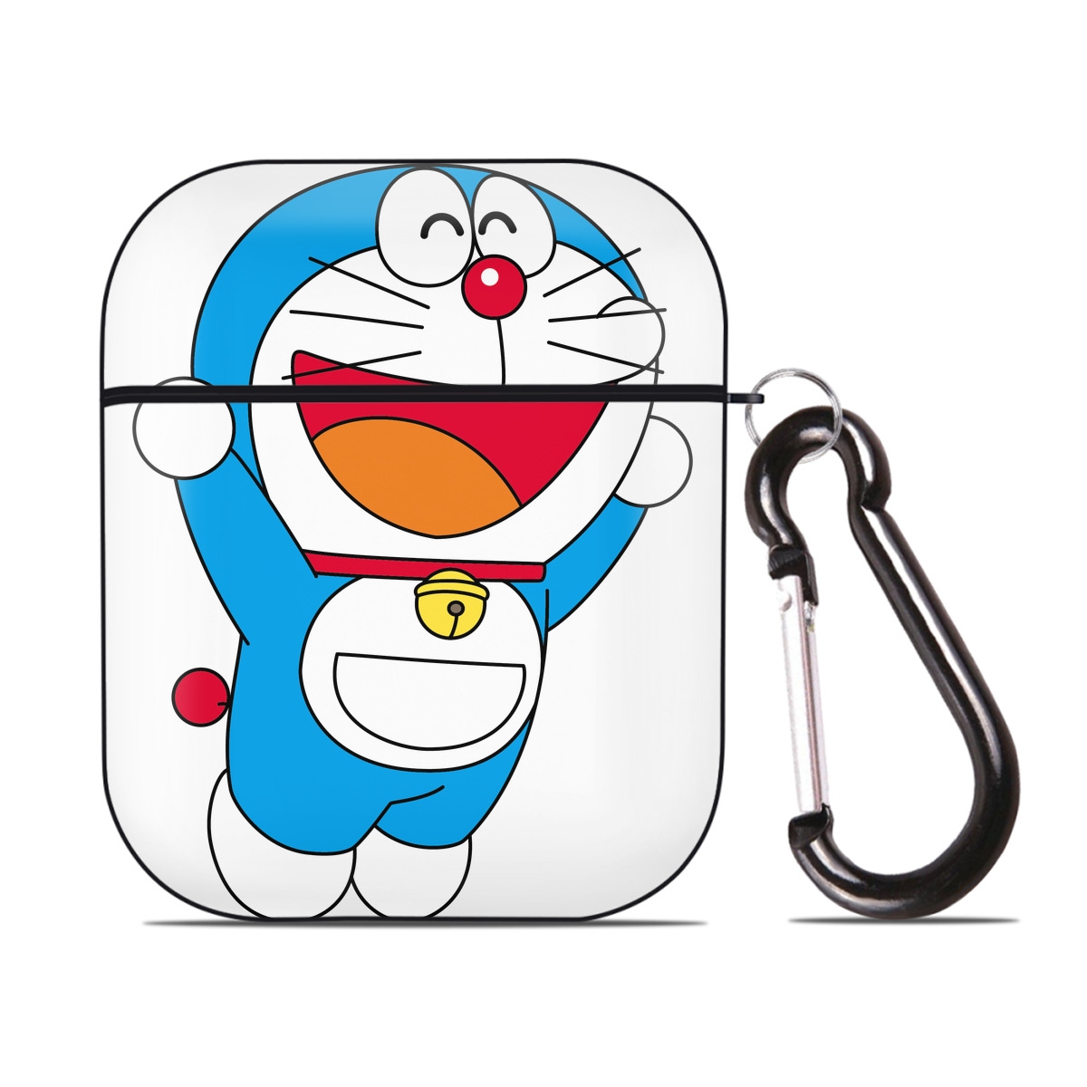 （画像用） ドラえもん Doraemon AirPods 第2世代保護ケース ハードシェル ブラック 耐衝撃・防指紋・カラビナ付き