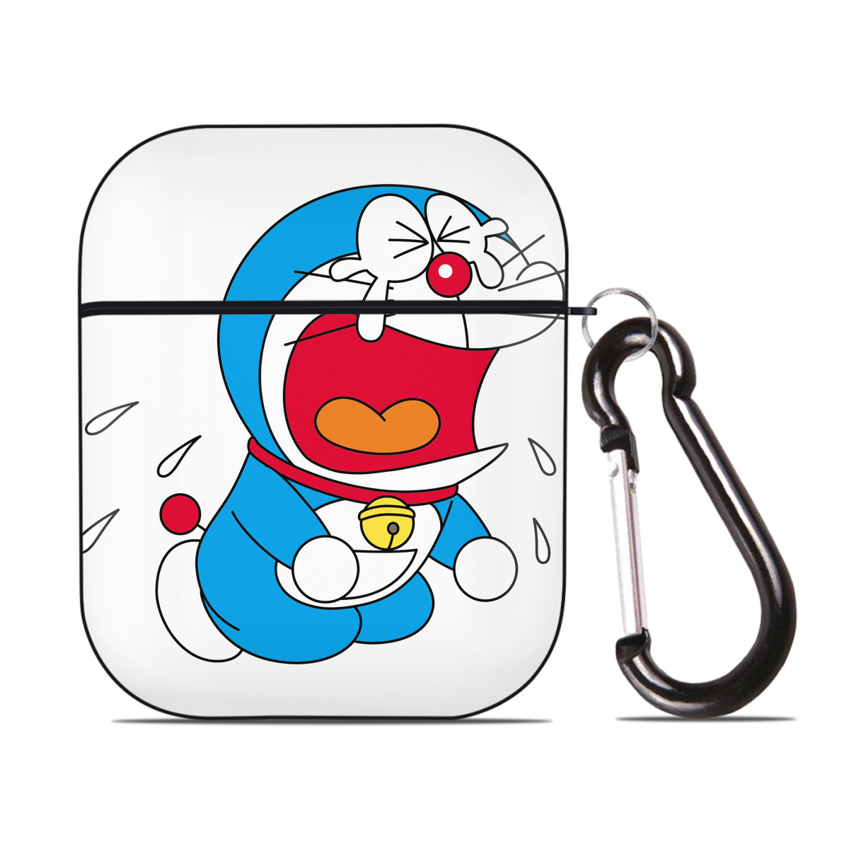 （画像用） ドラえもん Doraemon AirPods 第2世代保護ケース ハードシェル ブラック 耐衝撃・防指紋・カラビナ付き