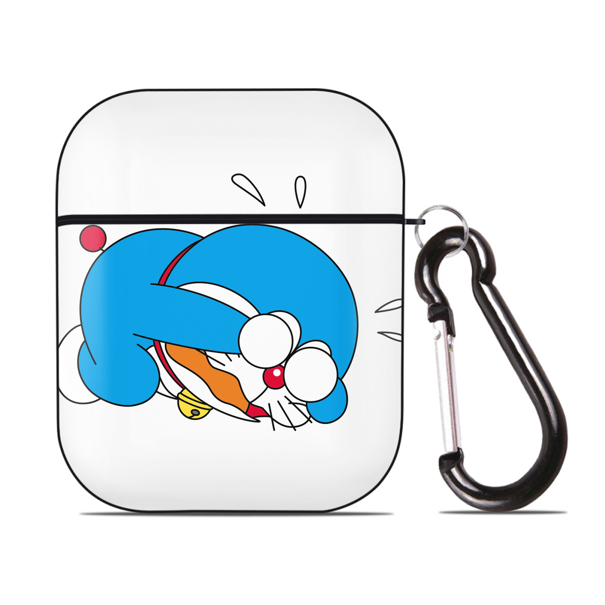 （画像用） ドラえもん Doraemon AirPods 第2世代保護ケース ハードシェル ブラック 耐衝撃・防指紋・カラビナ付き