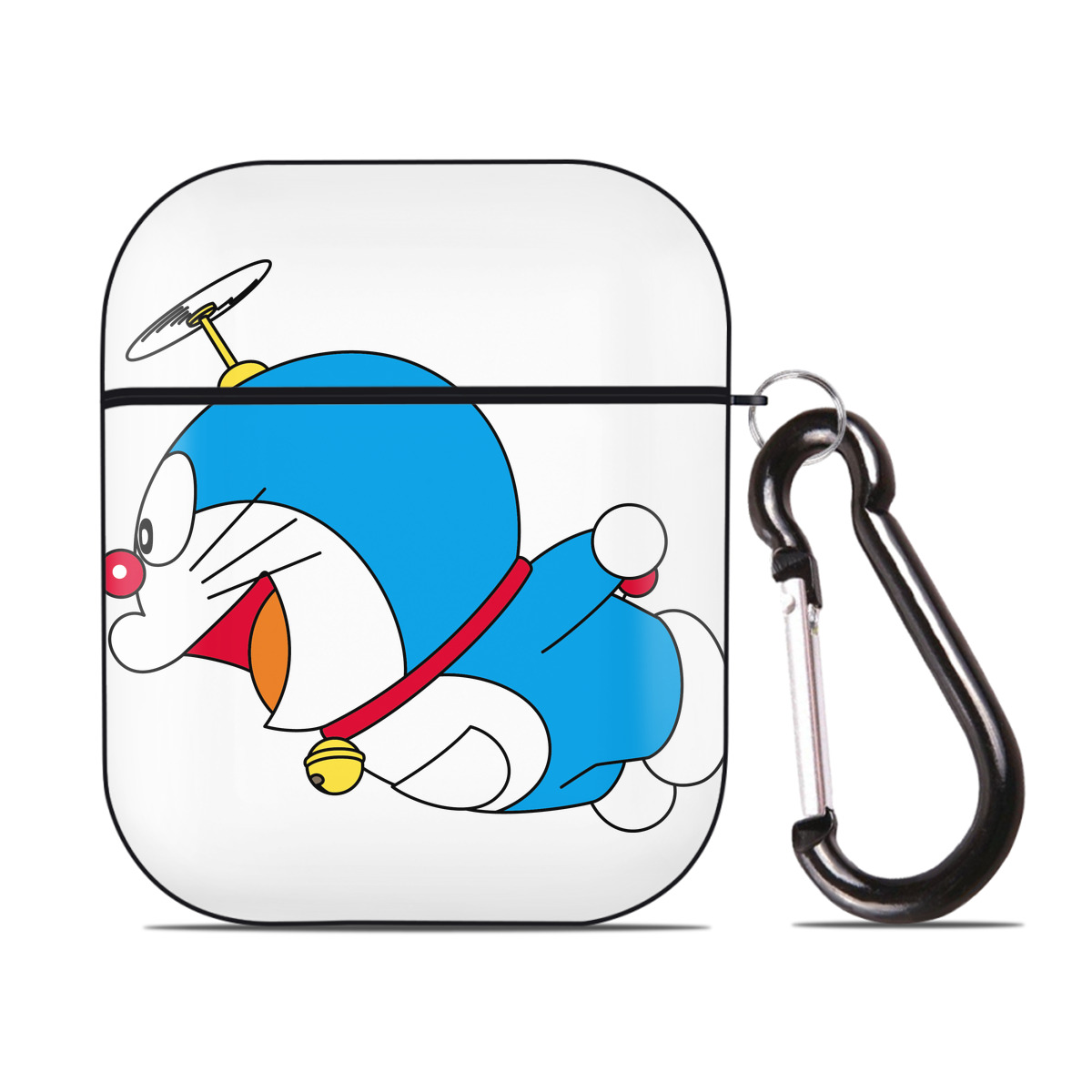 （画像用） ドラえもん Doraemon AirPods 第2世代保護ケース ハードシェル ブラック 耐衝撃・防指紋・カラビナ付き