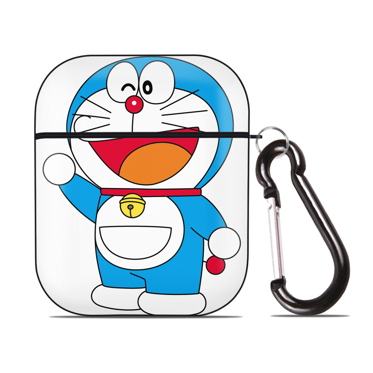 （画像用） ドラえもん Doraemon AirPods 第2世代保護ケース ハードシェル ブラック 耐衝撃・防指紋・カラビナ付き
