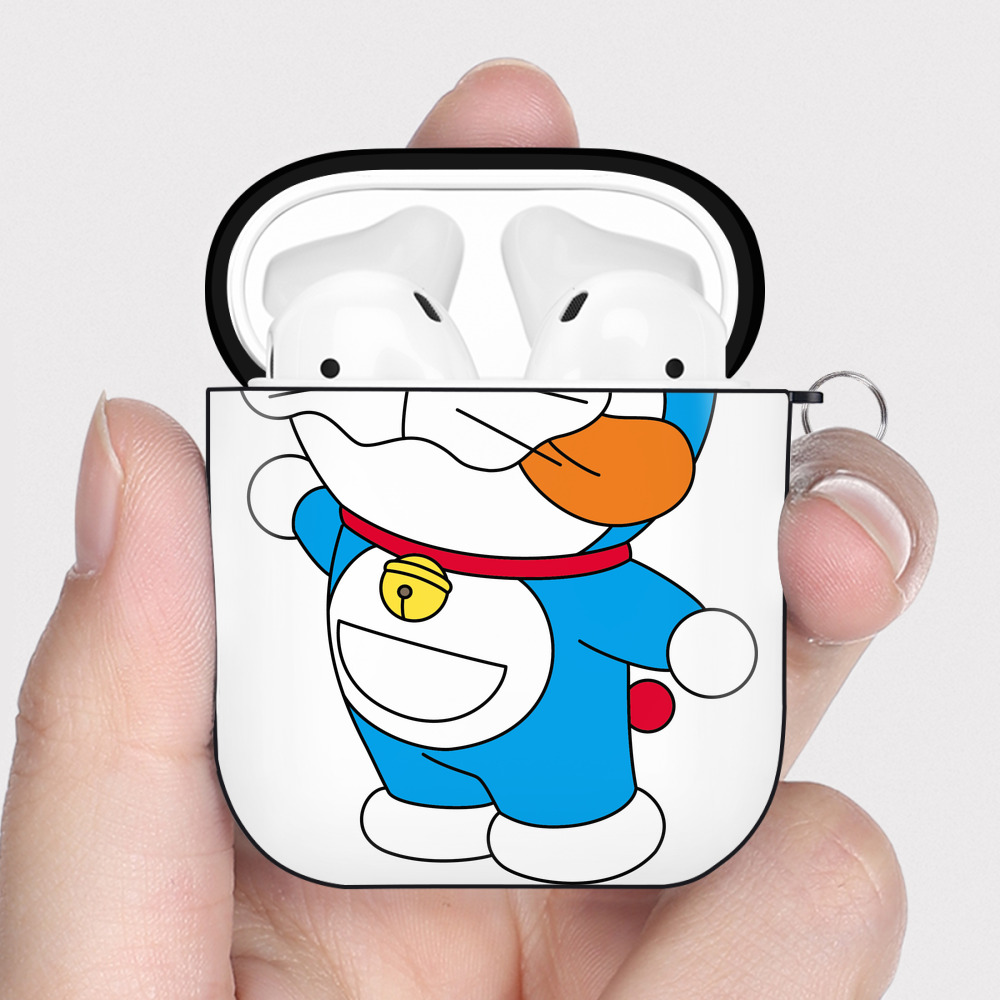 （画像用） ドラえもん Doraemon AirPods 第2世代保護ケース ハードシェル ブラック 耐衝撃・防指紋・カラビナ付き