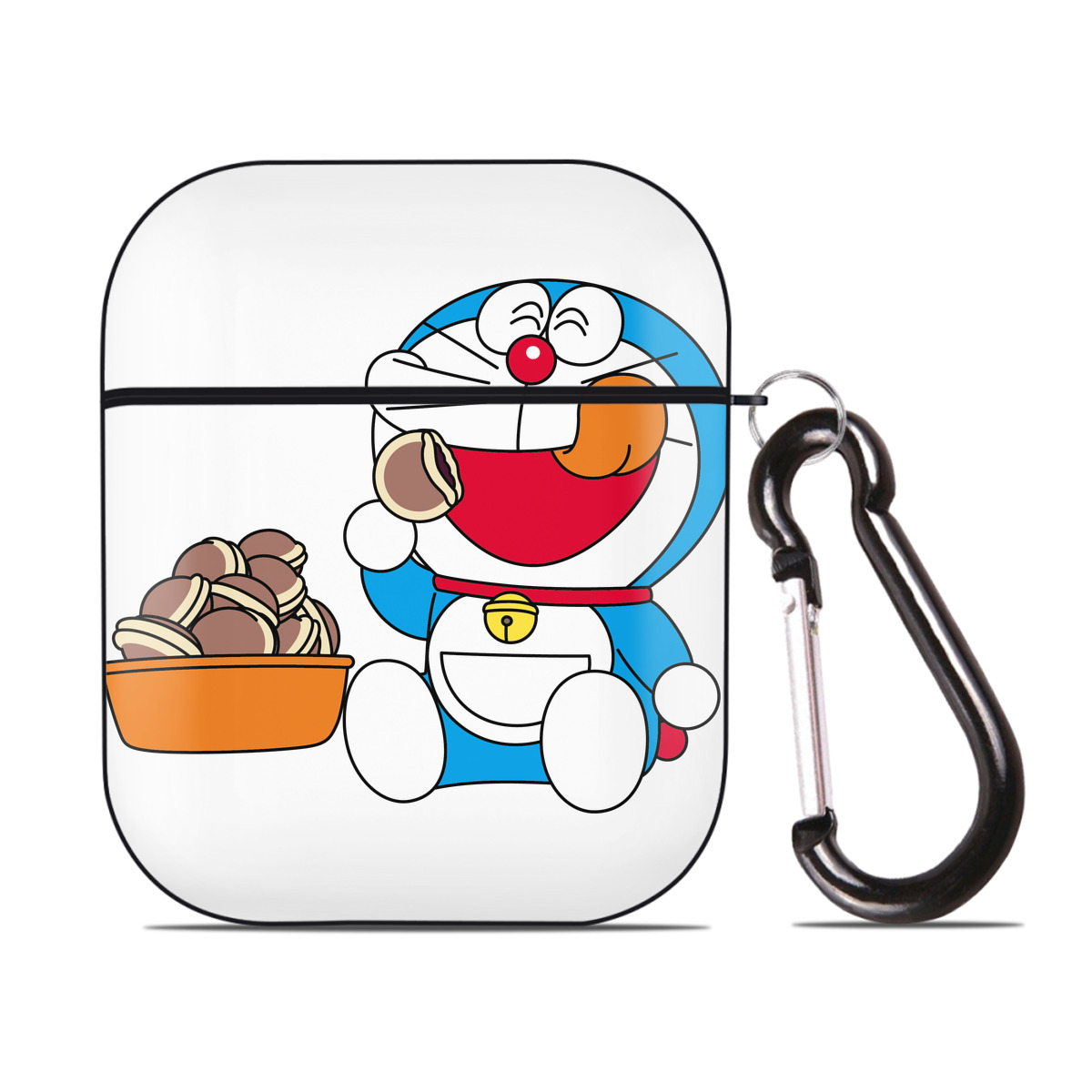 （画像用） ドラえもん Doraemon AirPods 第2世代保護ケース ハードシェル ブラック 耐衝撃・防指紋・カラビナ付き