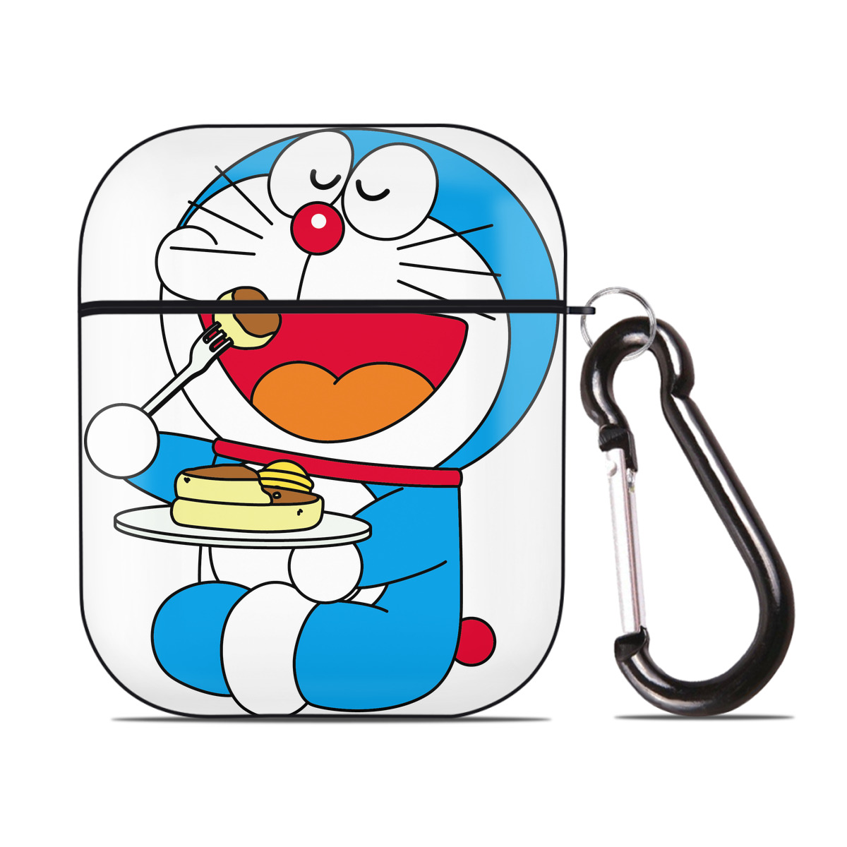 （画像用） ドラえもん Doraemon AirPods 第2世代保護ケース ハードシェル ブラック 耐衝撃・防指紋・カラビナ付き