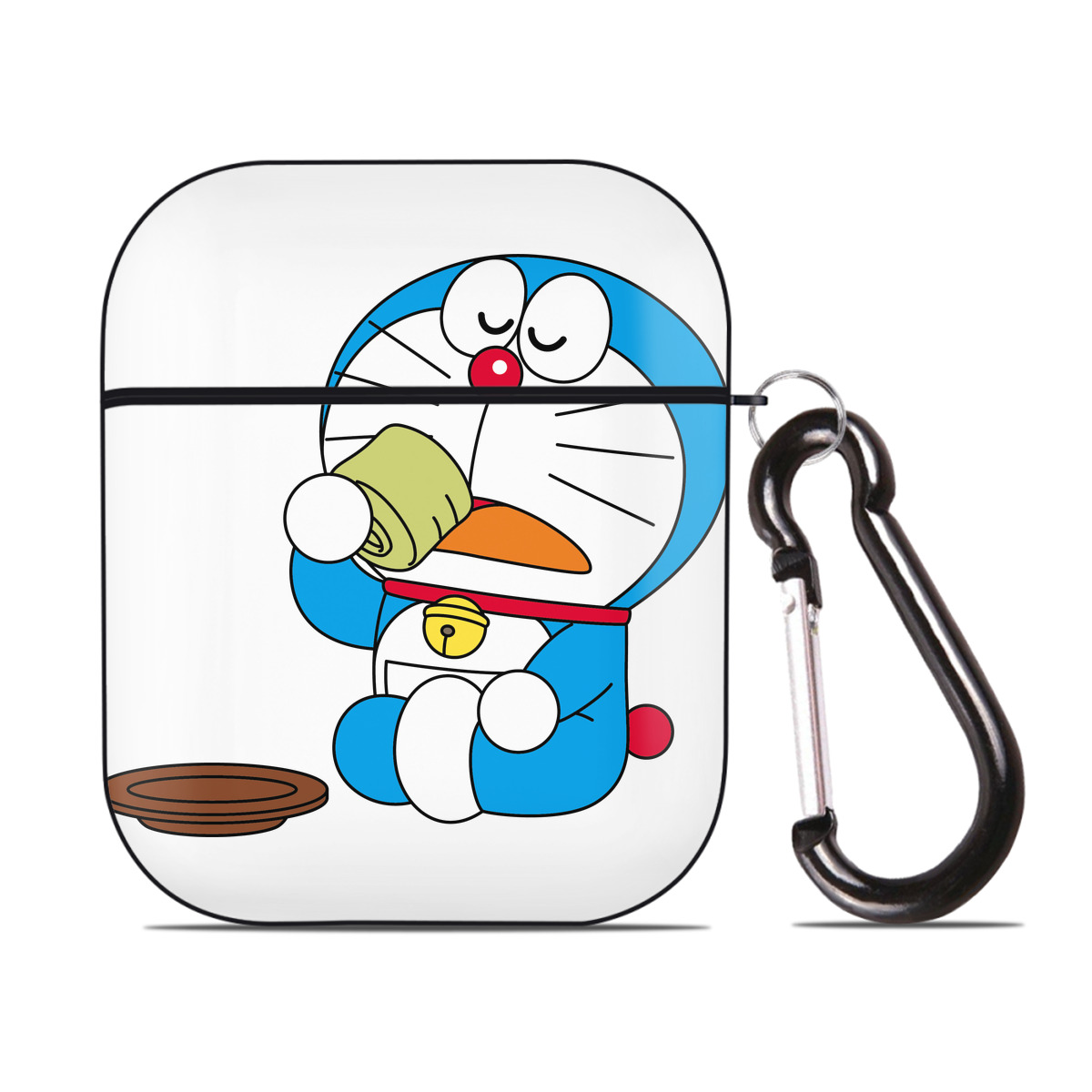 （画像用） ドラえもん Doraemon AirPods 第2世代保護ケース ハードシェル ブラック 耐衝撃・防指紋・カラビナ付き