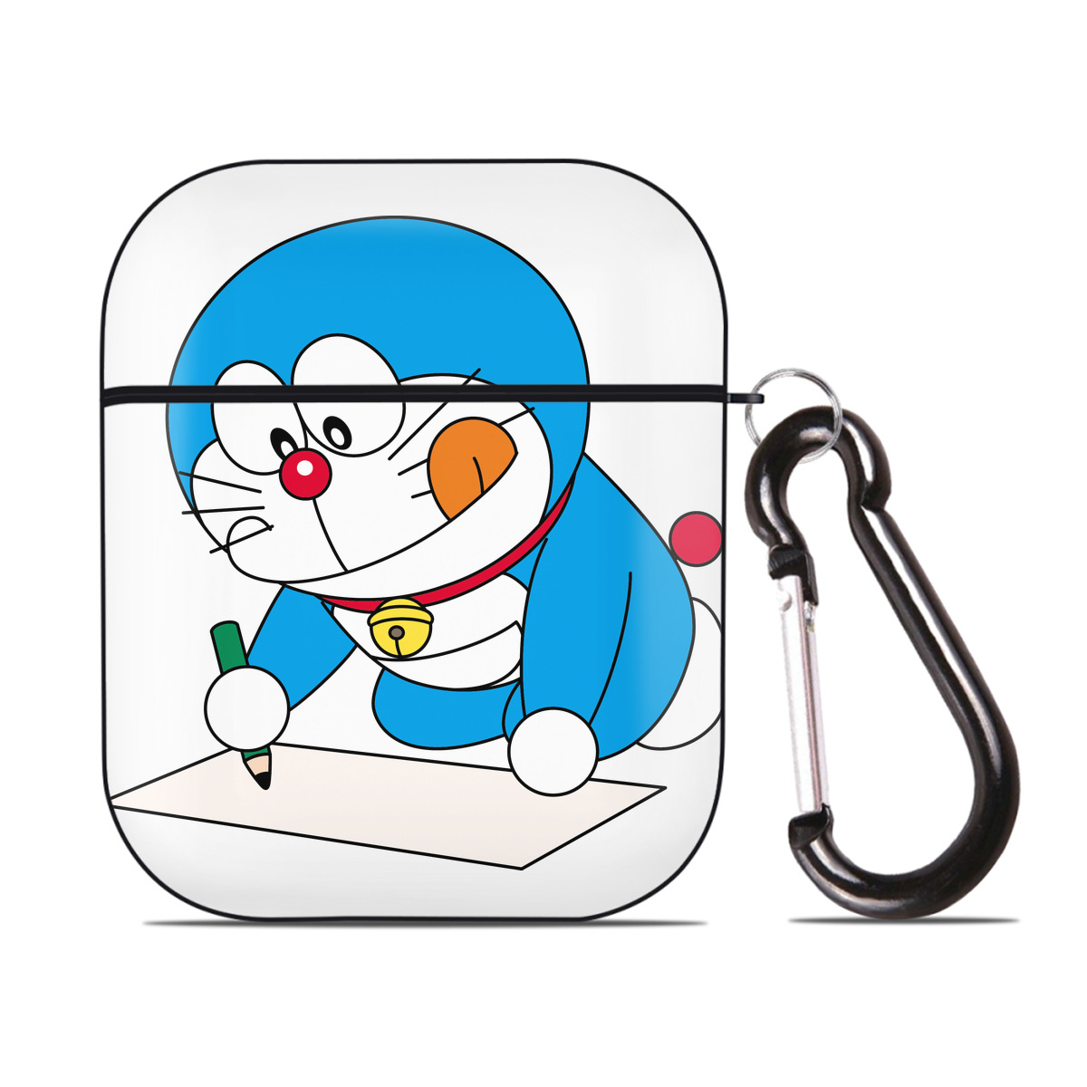 （画像用） ドラえもん Doraemon AirPods 第2世代保護ケース ハードシェル ブラック 耐衝撃・防指紋・カラビナ付き