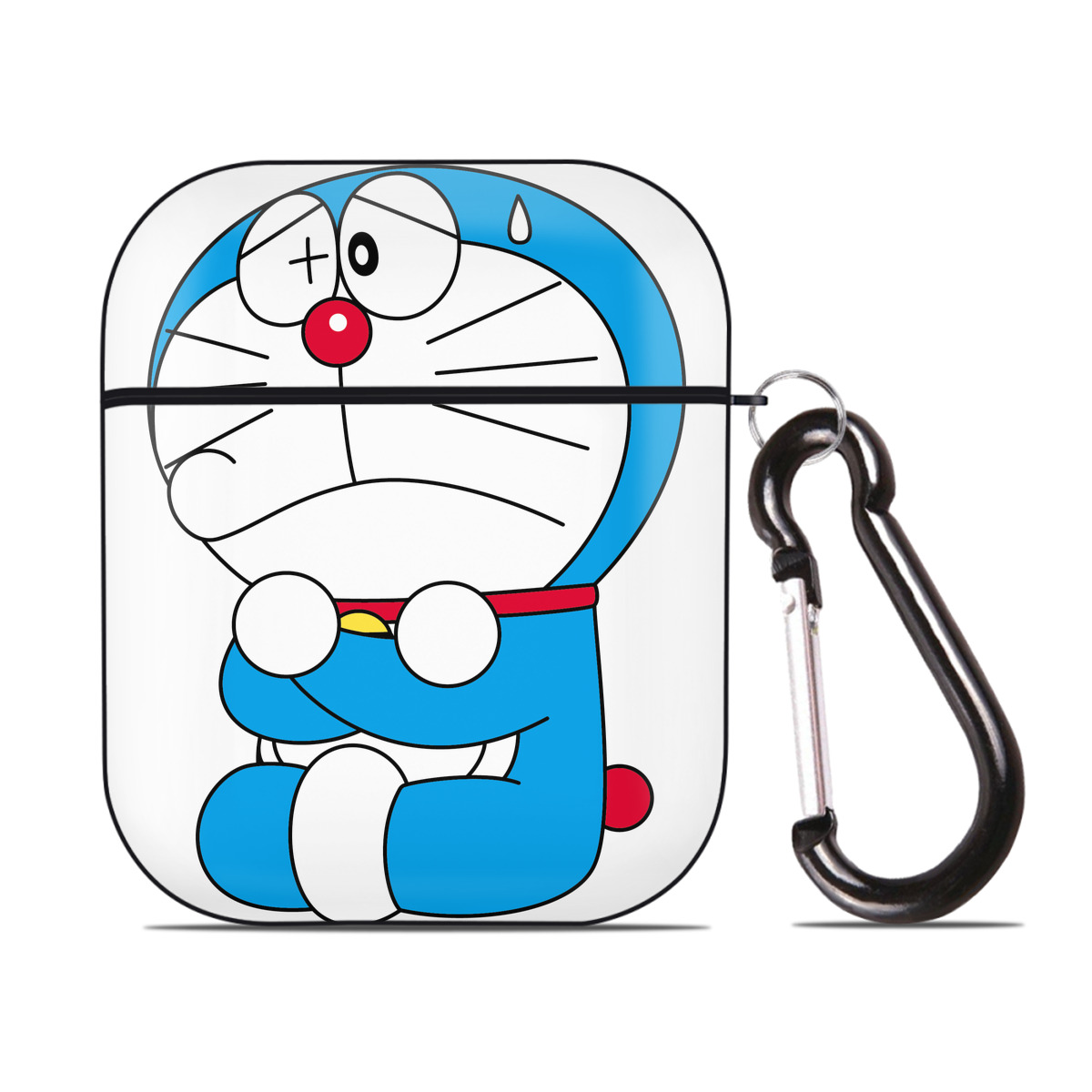（画像用） ドラえもん Doraemon AirPods 第2世代保護ケース ハードシェル ブラック 耐衝撃・防指紋・カラビナ付き
