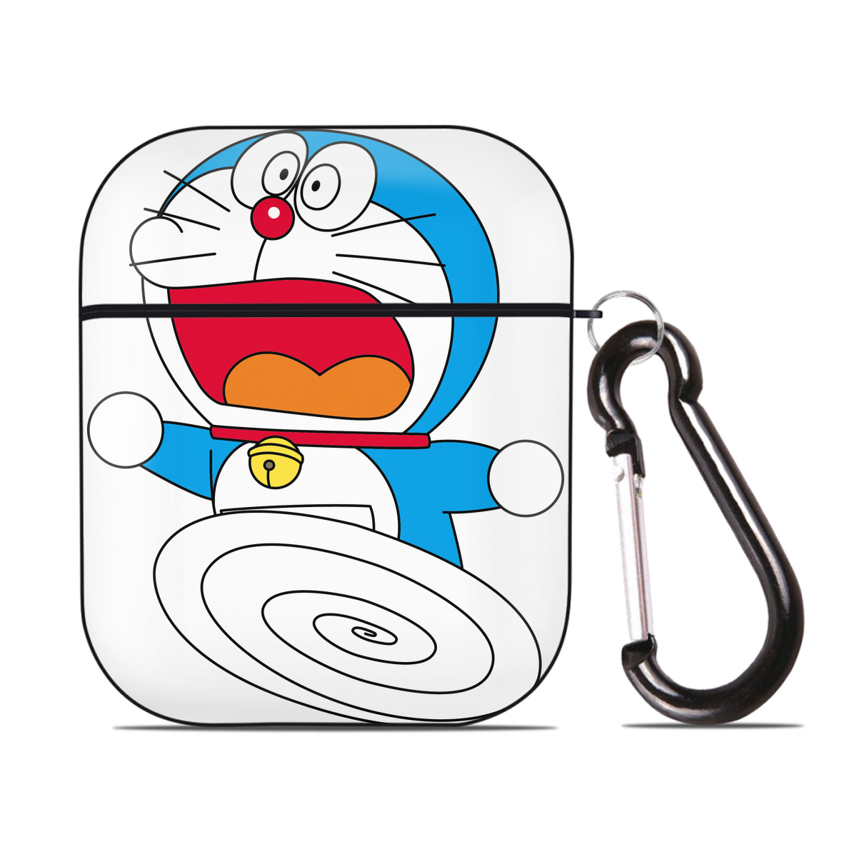 （画像用） ドラえもん Doraemon AirPods 第2世代保護ケース ハードシェル ブラック 耐衝撃・防指紋・カラビナ付き